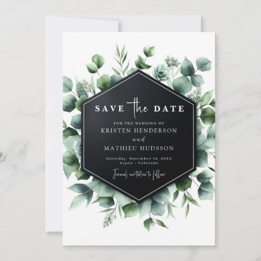 Moderne rustikale Eukalyptus Digital Wedding Save The Date (Vorderseite)