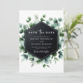 Moderne rustikale Eukalyptus Digital Wedding Save The Date (Stehend Vorderseite)