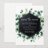 Moderne rustikale Eukalyptus Digital Wedding Save The Date (Vorne/Hinten)