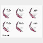 Moderne Rustikale Familie Wiedersehen Gingham Name Runder Aufkleber (Blatt)
