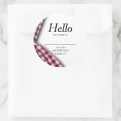 Moderne Rustikale Familie Wiedersehen Gingham Name Runder Aufkleber (Tasche)