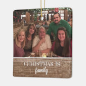 Moderne rustikale familien-Foto-Weihnachten der Keramikornament (Links)