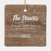 Moderne rustikale familien-Foto-Weihnachten der Keramikornament (Rückseite)