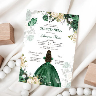 Moderne rustikale florale Quinceanera-Einladung Einladung