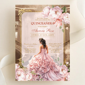 Moderne Rustikale Florale Quinceanera-Einladung Einladung