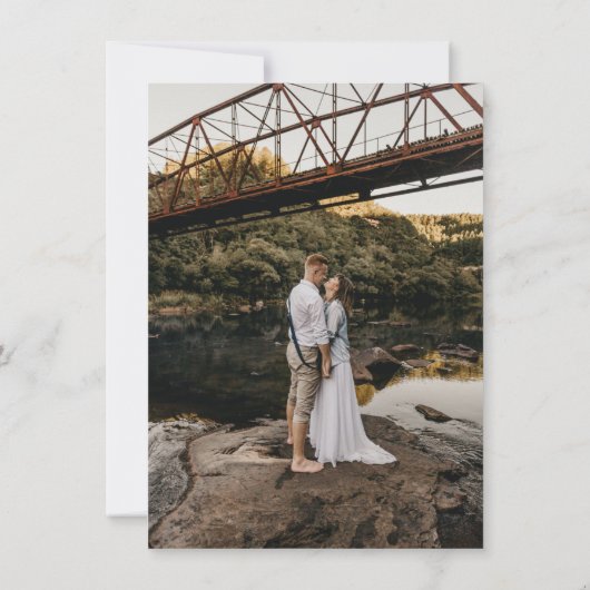 Moderne Rustikale Foto-Goldbriefe Einladung (Rückseite)