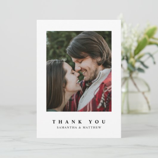 Moderne rustikale Foto Verlobung Danke Karte (Stehend Vorderseite)