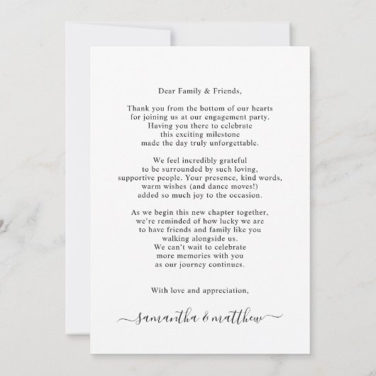 Moderne rustikale Foto Verlobung Danke Karte (Rückseite)