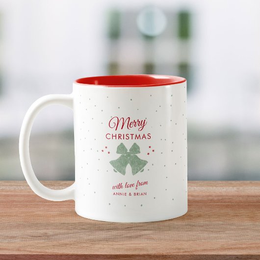 Moderne rustikale frohe Weihnachtsglocken Stars La Zweifarbige Tasse