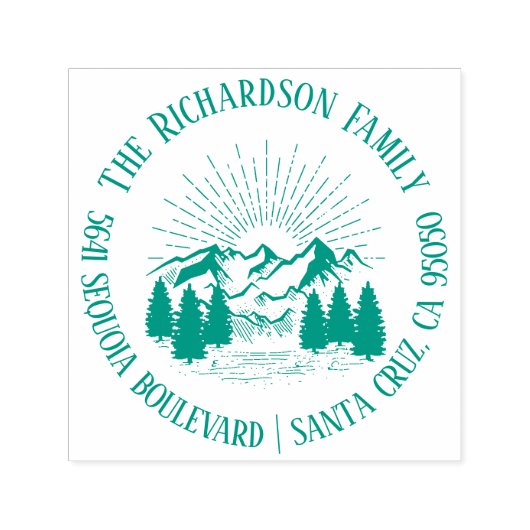 Moderne Rustikale Gebirge Familienname Rücksendead Permastempel (Design)