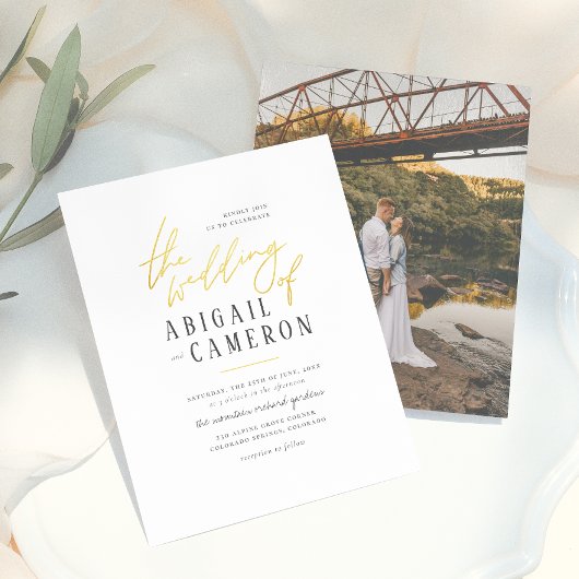 Moderne Rustikale Goldbriefe Foto Hochzeit