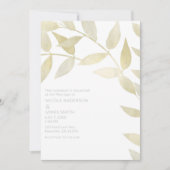 Moderne Rustikale Goldene Blätter Botanische Hochz Einladung (Vorderseite)