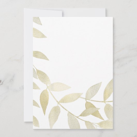 Moderne Rustikale Goldene Blätter Botanische Hochz Einladung (Rückseite)