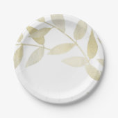 Moderne Rustikale Goldene Blätter Botanische Hochz Pappteller (Vorderseite)