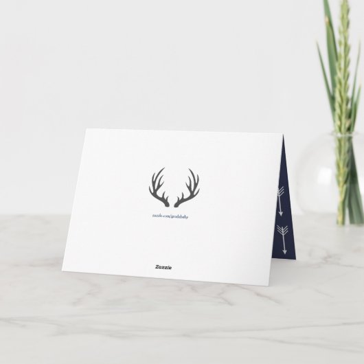 Moderne rustikale Grau & Navy Deer & Arrow Vielen Dankeskarte (Rückseite)
