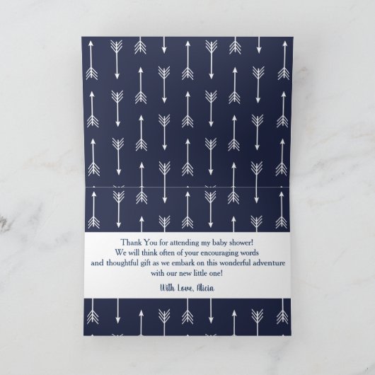 Moderne rustikale Grau & Navy Deer & Arrow Vielen Dankeskarte (Innenseite)