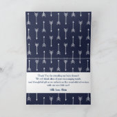 Moderne rustikale Grau & Navy Deer & Arrow Vielen Dankeskarte (Innenseite)