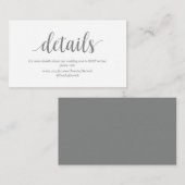 Moderne rustikale, graue Farbe, Details zur Hochze Begleitkarte (Vorne/Hinten)