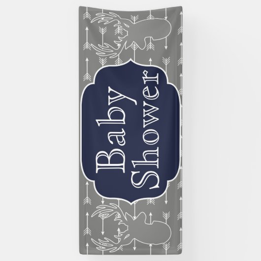 Moderne rustikale Graue Hirsche und weiße Pfeile Banner (Vertikal)