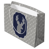 Moderne rustikale Graue Hirsche und weiße Pfeile Große Geschenktüte (Rückseite Schrägansicht)