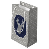 Moderne rustikale Graue Hirsche und weiße Pfeile Kleine Geschenktüte (Rückseite Schrägansicht)