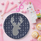 Moderne rustikale Graue Hirsche und weiße Pfeile Pappteller (Party)