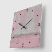 Moderne rustikale, graue Mallow pink abstrakt Quadratische Wanduhr (Winkel)