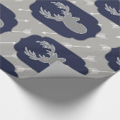 Moderne rustikale graue Rotwild u. weiße Pfeile Geschenkpapier (Ecke)
