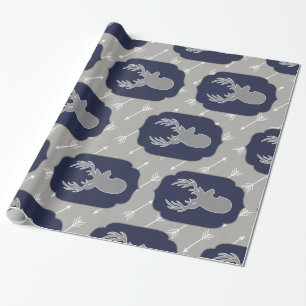 Moderne rustikale graue Rotwild u. weiße Pfeile Geschenkpapier