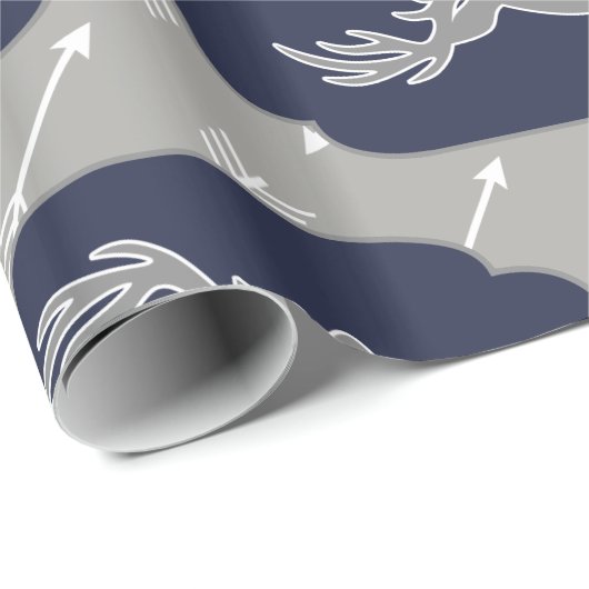 Moderne rustikale graue Rotwild u. weiße Pfeile Geschenkpapier (Rolleneckpunkt)