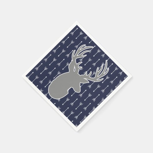 Moderne, rustikale Graue und Navy Deer & White Arr Serviette (Ecke)
