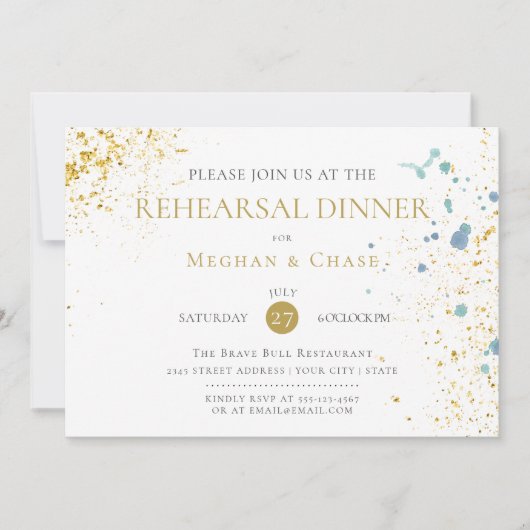 Moderne rustikale, hellblaue Spritzer Einladung (Vorderseite)