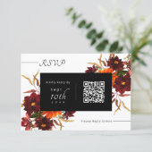 Moderne Rustikale Herbst-Blumen-QR-Code-Hochzeits- RSVP Karte (Stehend Vorderseite)