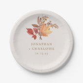 Moderne Rustikale Herbst Boho Blumenhochzeit Pappteller (Vorderseite)