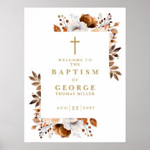 Moderne rustikale Herbstflorentaufe Begrüßungszeic