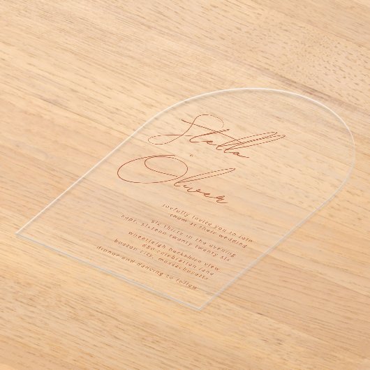 Moderne rustikale Hochzeit Acryleinladungen (Ablage )