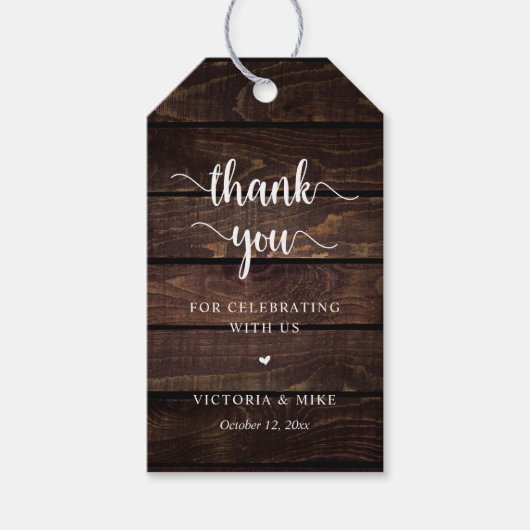 Moderne Rustikale, Hochzeit Danke, Geschenk Geschenkanhänger (Vorderseite)