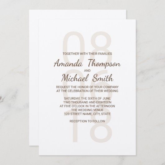 Moderne Rustikale Hochzeit Einladung (Vorne/Hinten)