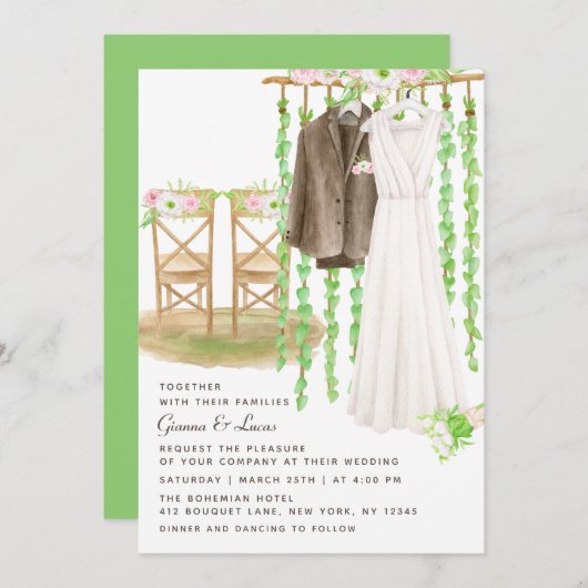 Moderne rustikale Hochzeit im Freien Einladung (Vorne/Hinten)