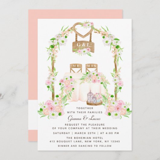 Moderne rustikale Hochzeit im Freien Einladung (Vorne/Hinten)