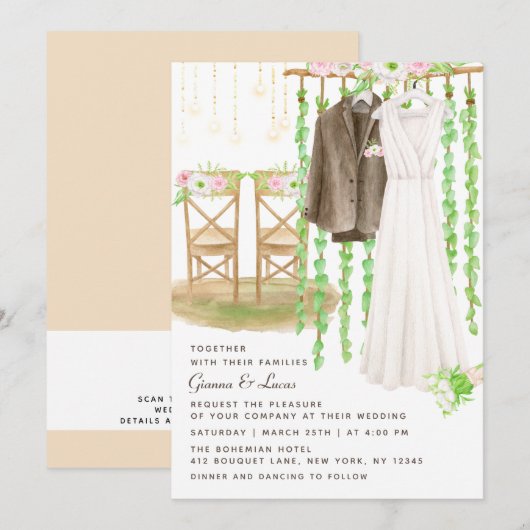 Moderne rustikale Hochzeit im Freien Einladung (Vorne/Hinten)