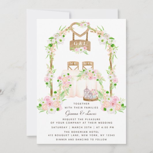 Moderne rustikale Hochzeit im Freien Einladung (Vorderseite)