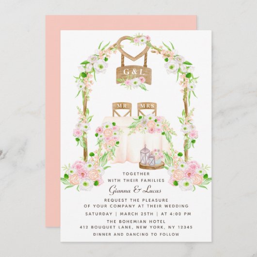 Moderne rustikale Hochzeit im Freien Einladung (Vorne/Hinten)