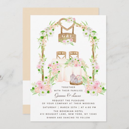 Moderne rustikale Hochzeit im Freien Einladung (Vorne/Hinten)