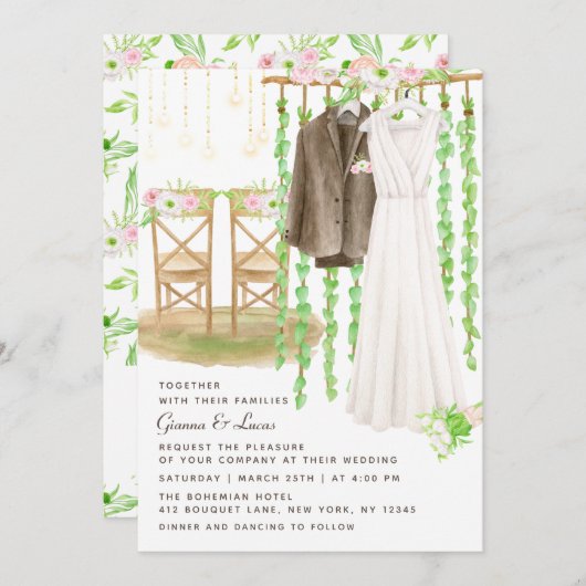 Moderne rustikale Hochzeit im Freien Einladung (Vorne/Hinten)