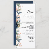 Moderne rustikale Hochzeit in Rot und Marineblau Menükarte (Vorne/Hinten)