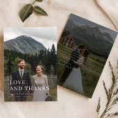 Moderne rustikale Hochzeit mit 2 Fotos Dankeskarte