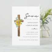 Moderne Rustikale Hochzeit mit Blumenholz Save The Date (Stehend Vorderseite)