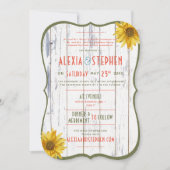 Moderne Rustikale Hochzeit mit Boho Sunflower Einladung (Vorderseite)