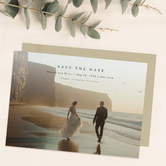 Moderne Rustikale Hochzeit mit Foto-QR-Code Save The Date